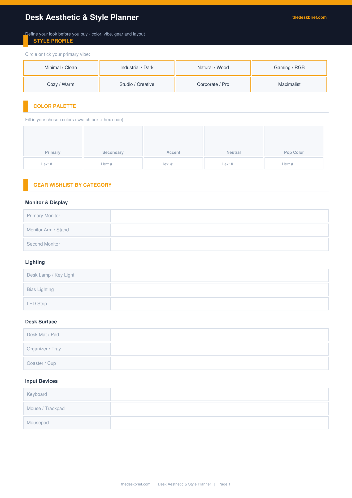 Free Desk Aesthetic & Style Planner