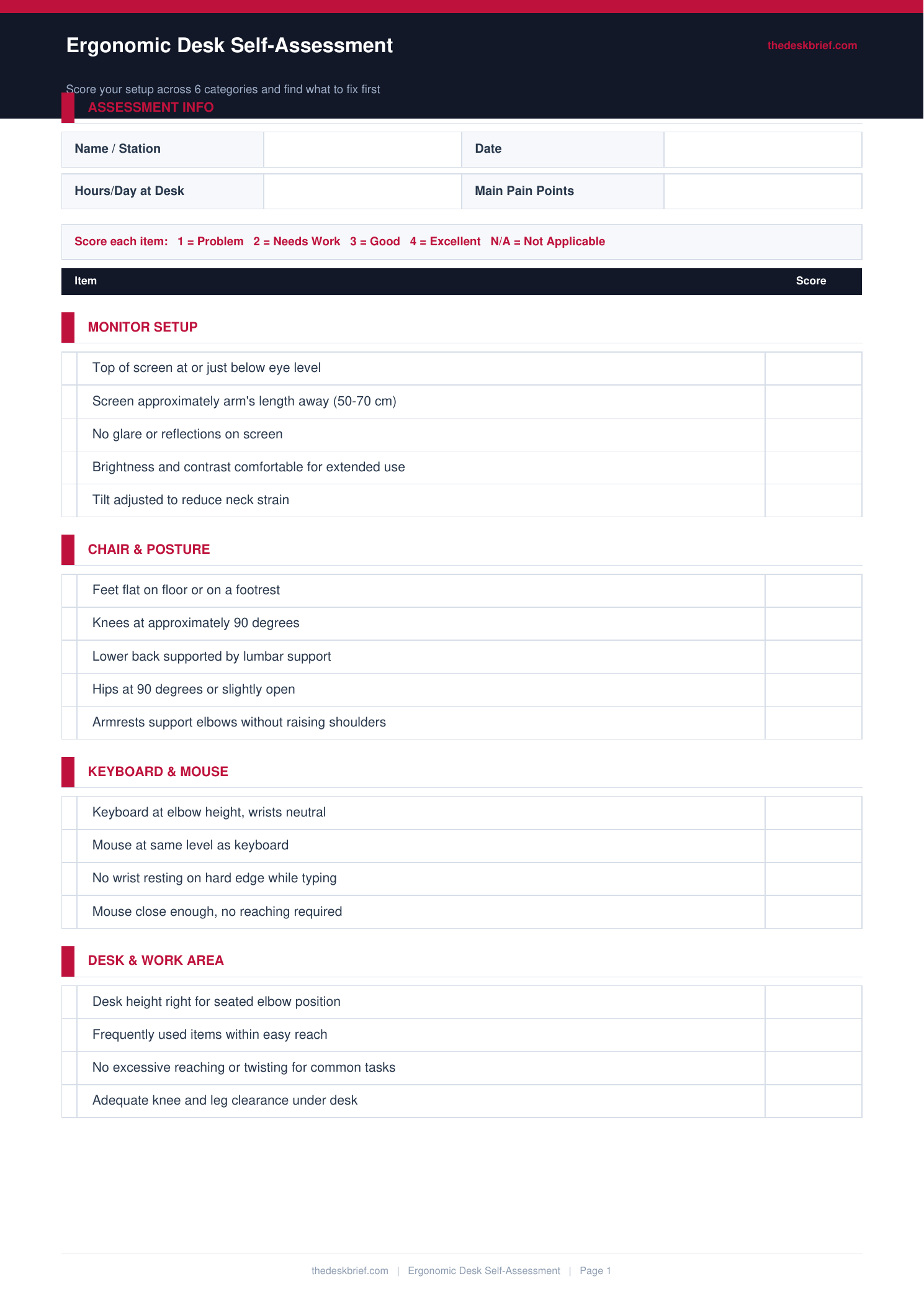 Free Ergonomic Desk Self-Assessment
