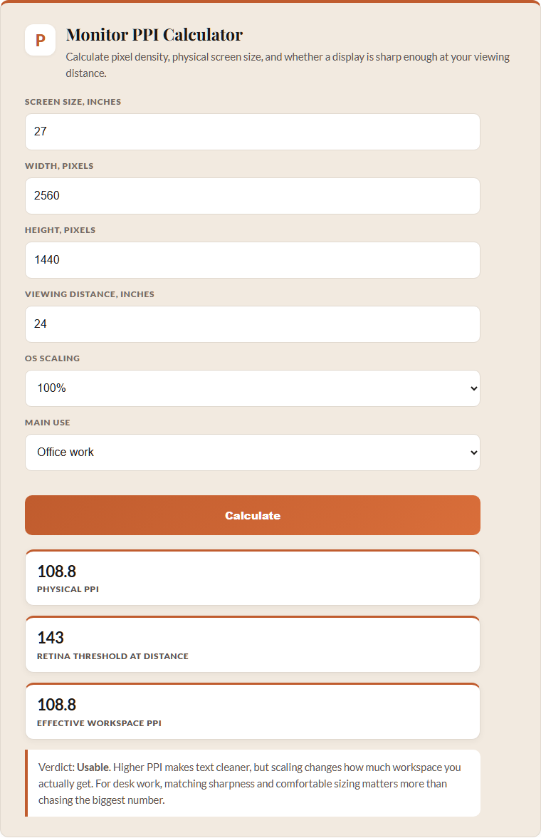 monitor PPI calculator screenshot