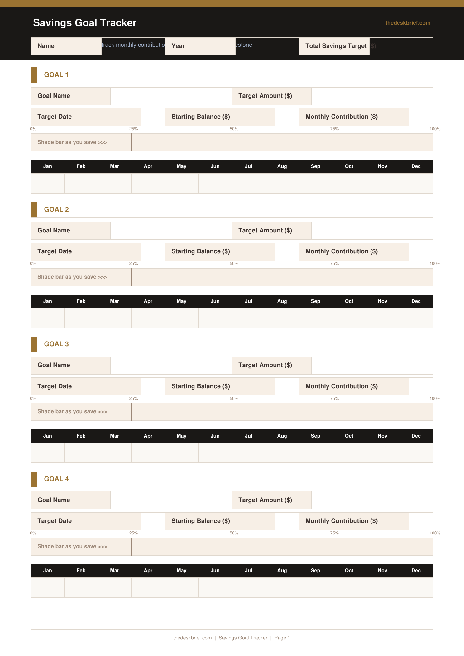 Free Savings Goal Tracker
