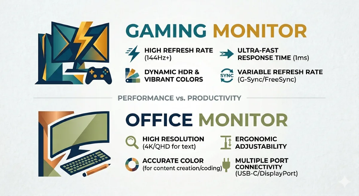 Gaming Monitor vs Office Monitor -- featured image