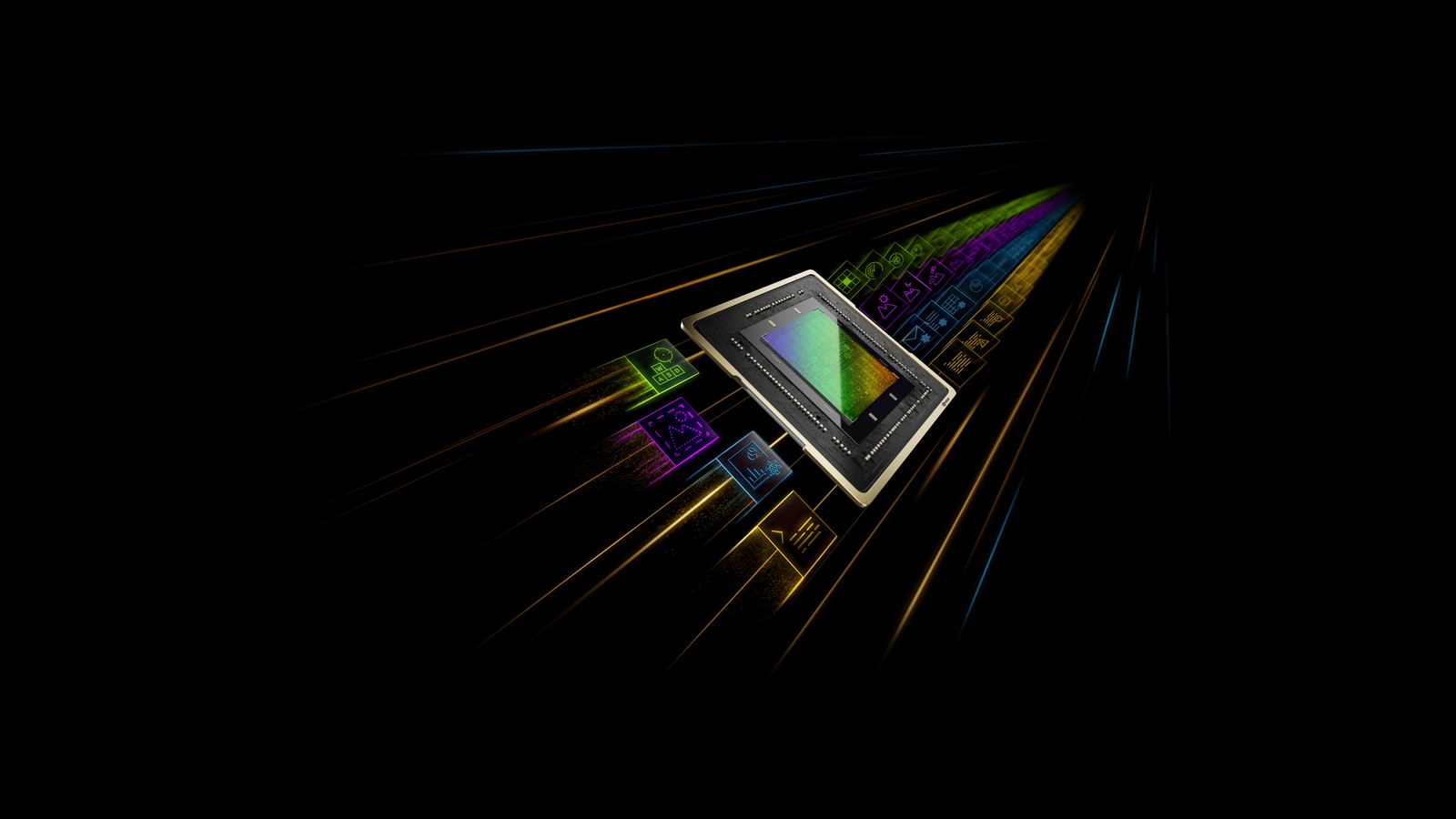 NVIDIA RTX GPU die surrounded by AI software tool icons that run local models on RTX PCs