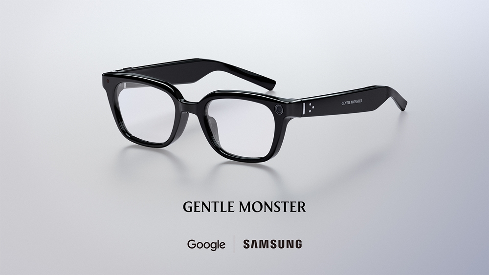 Samsung AI glasses in the Gentle Monster design with camera and thick temple arms