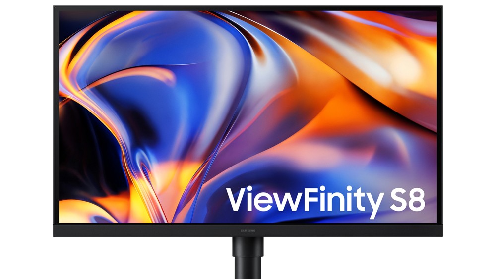 Samsung ViewFinity S80HF 27-inch 5K monitor shown from the front, official Samsung press render