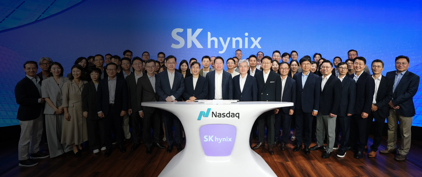 SK hynix executives at the company Nasdaq ADR listing in July 2026 where the CEO discussed the RAM shortage 2027 forecast
