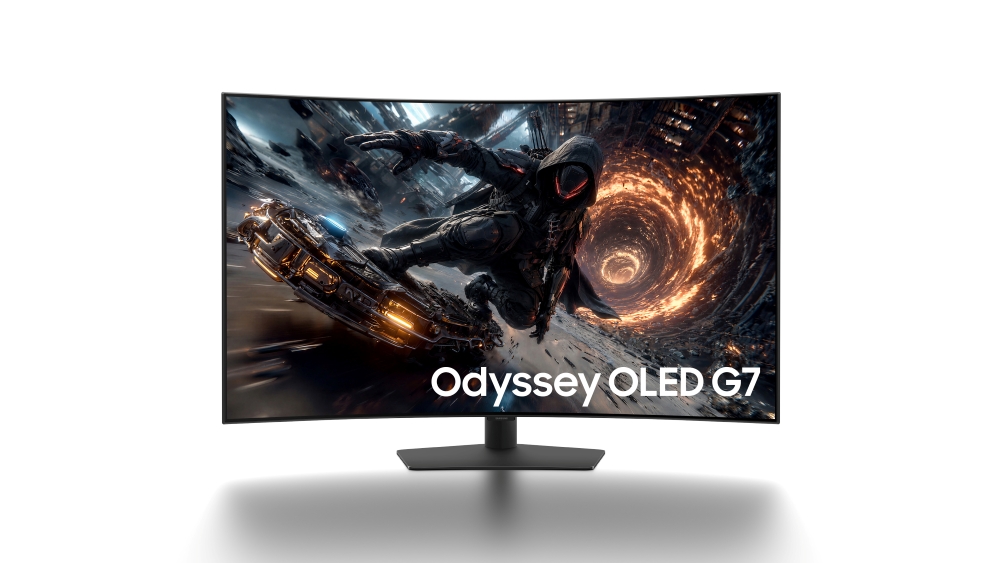 G75SJ 42-inch curved OLED gaming monitor shown in Samsung press imagery