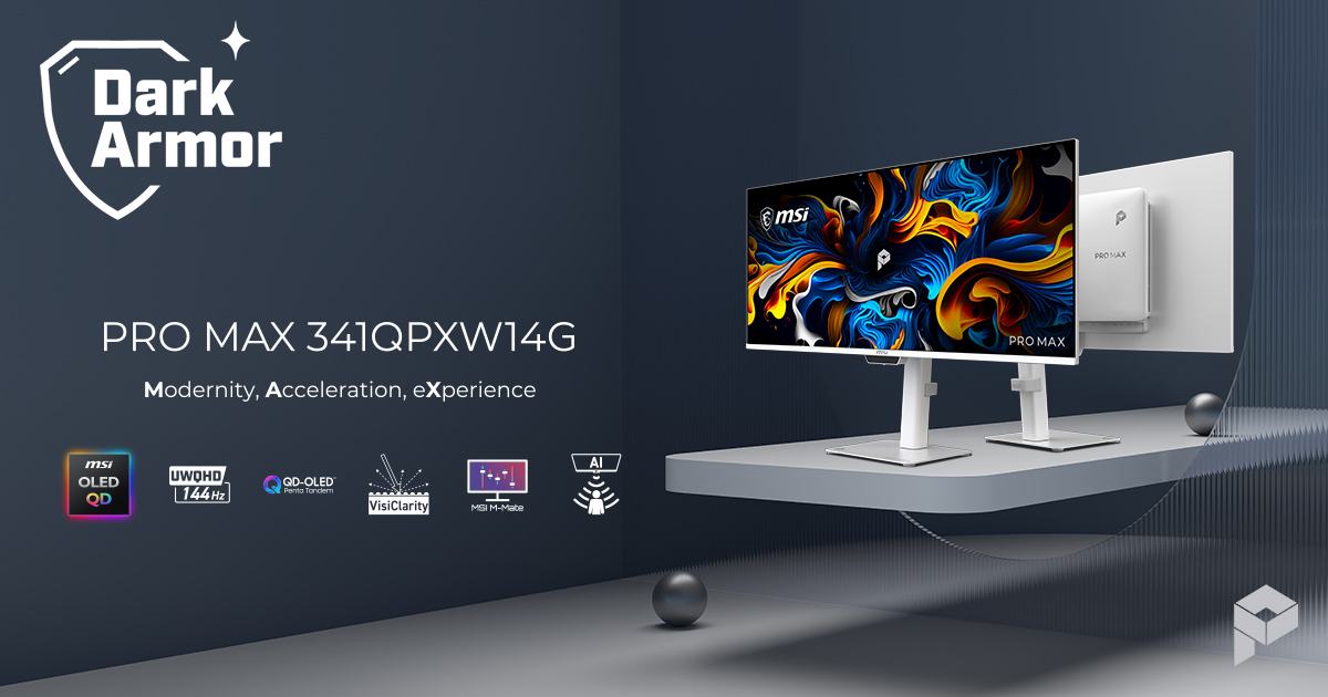 MSI 341QPXW14G flat white QD-OLED monitor for a Mac workspace