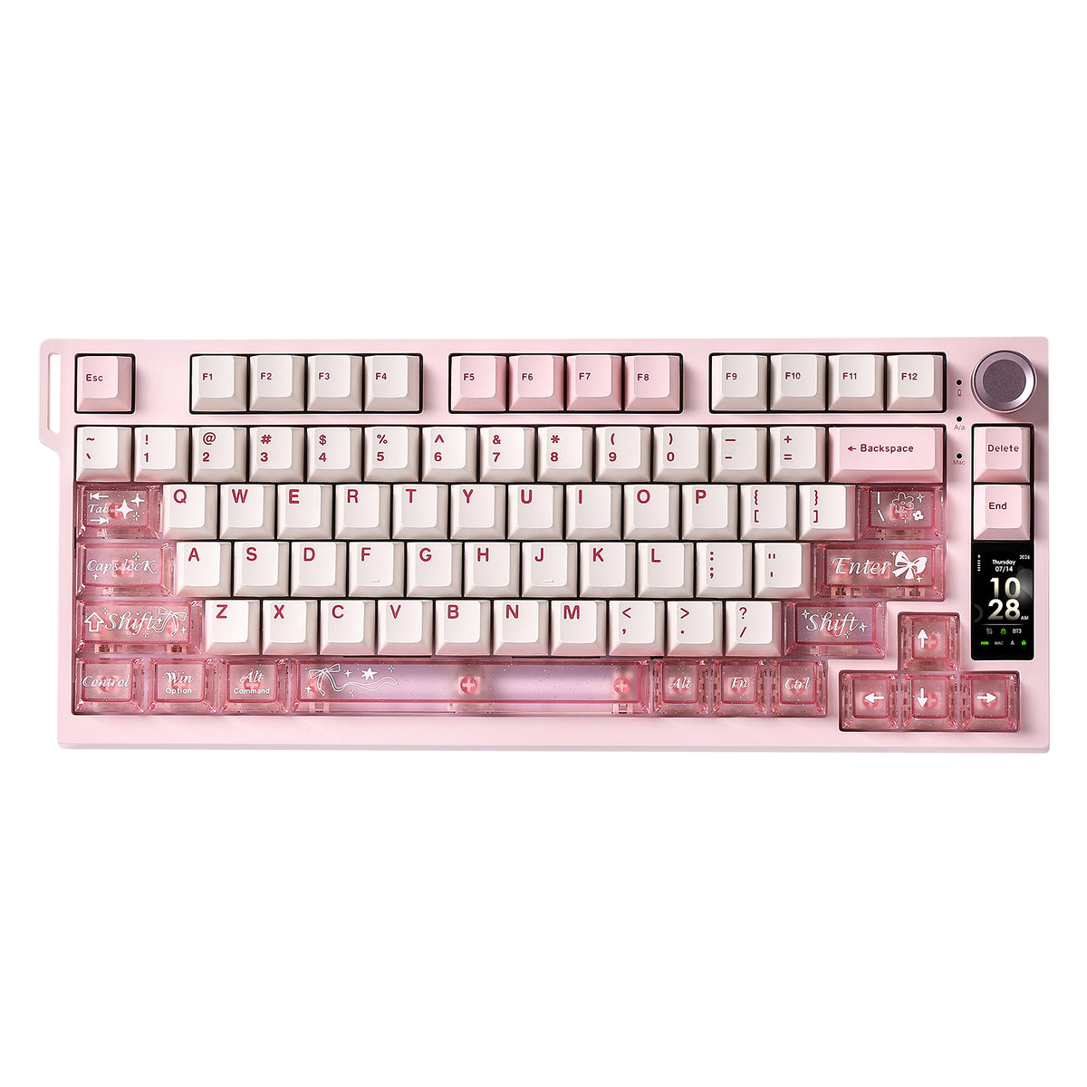 Yunzii IF75 wireless keyboard in pink with TFT display