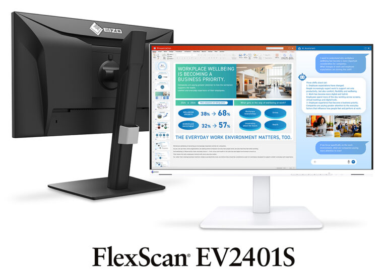 EIZO EV2401S office monitor shown in black and white finishes