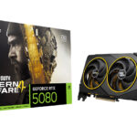 MSI RTX 5080 16G COD MW4 Edition OC graphics card beside its retail box